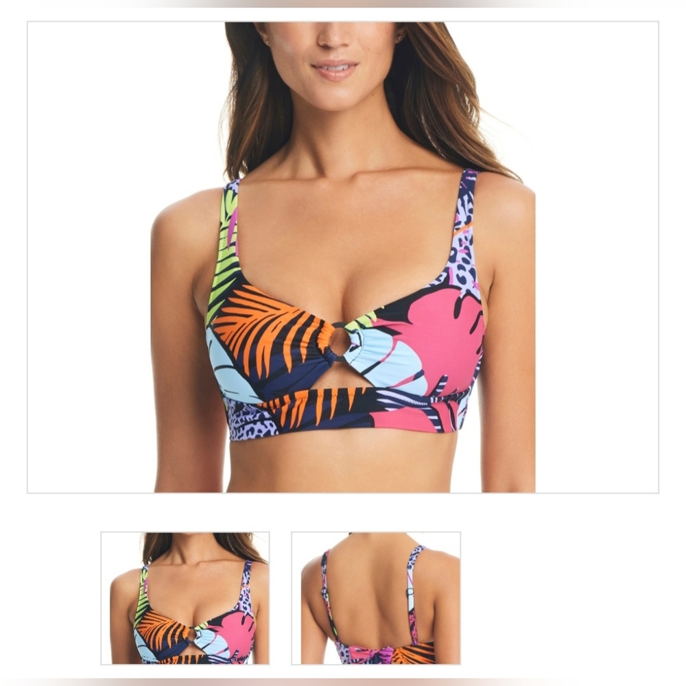 Bar lII Women's Palm Prowl O-Ring Bikini Top, Created for Macy's - Multi, S & M